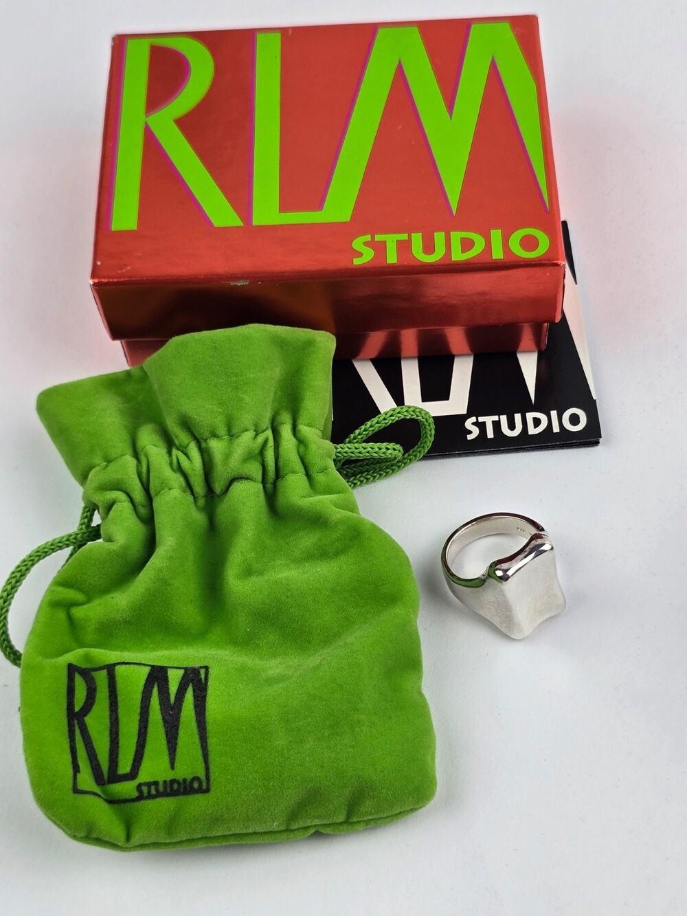 Never worn RLM Studios Sterling Silver Solid Square Ring Size 9.5 w/ box
